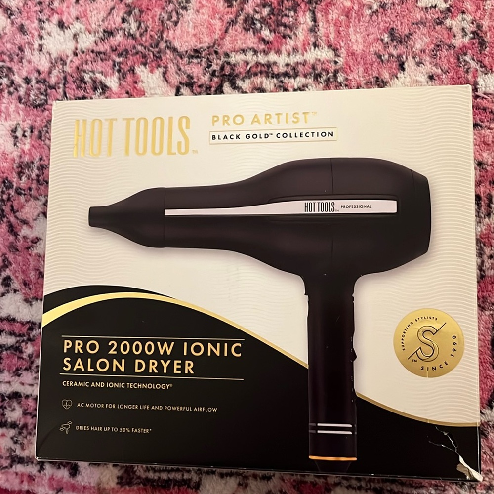 Hot Tools Pro Artist Black Gold 2000Watt Ionic Hair Dryer Ultra Powerful Airflow